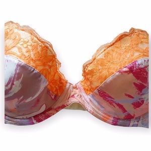 Beautiful Spring Time Bra - Orange -Floral Print- Large Sizes